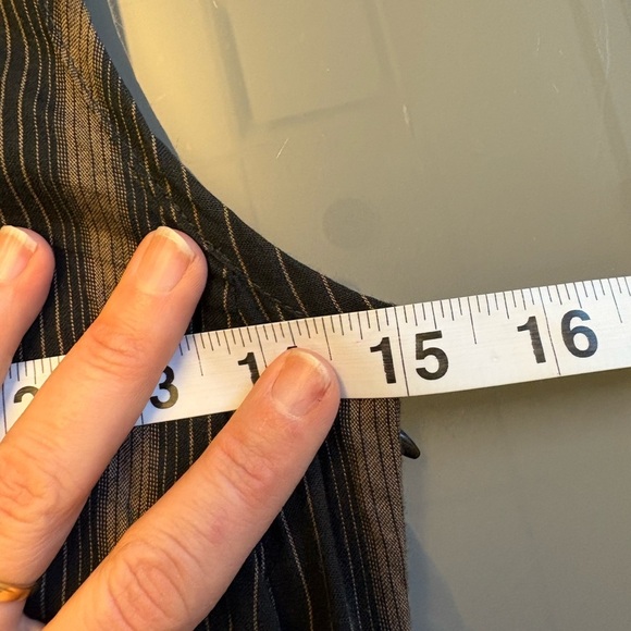 Banana Republic Black Brown Pinstripe VNeck Sleeveless knee length Dress size XS - Picture 6 of 8